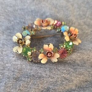 Vintage Karu Floral Multicolor Brooch